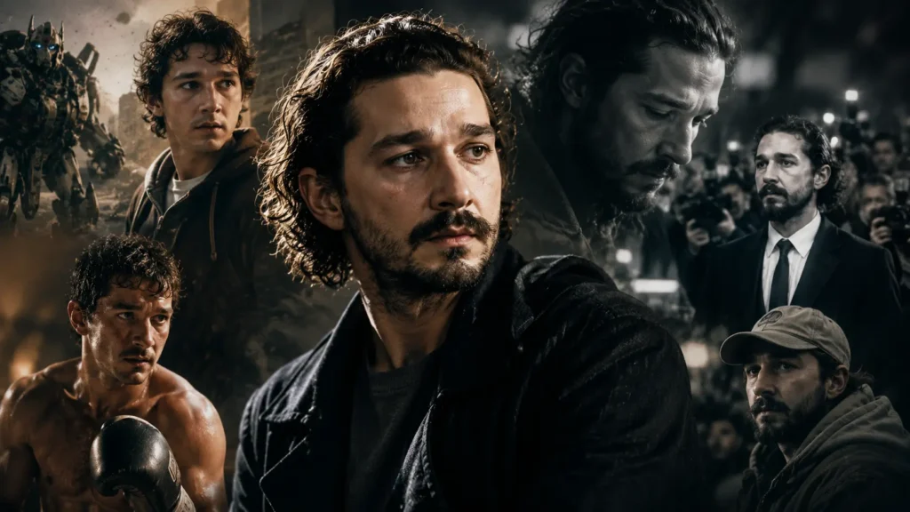 Shia LaBeouf greeting fans on the red carpet at a film premiere
